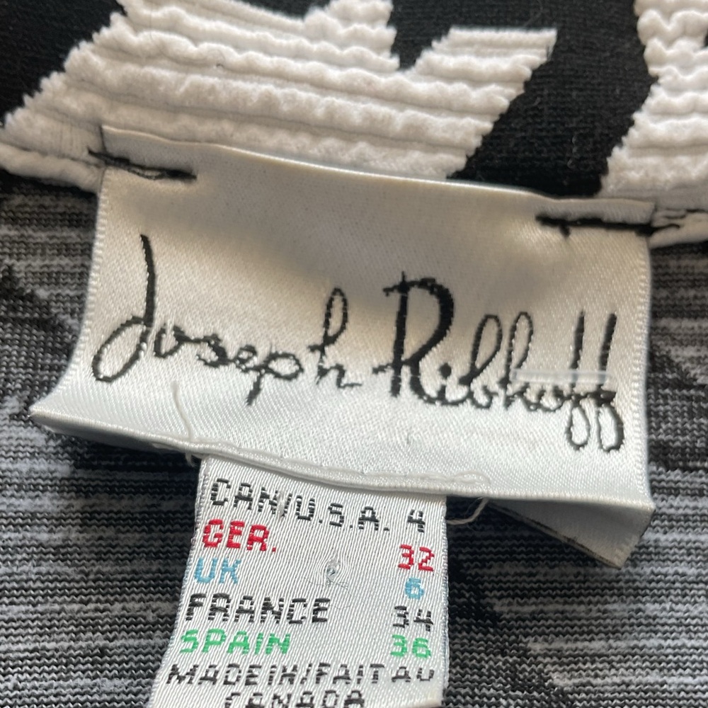 Joseph Ribkoff Veston Textured Black and White Houndstooth Jacket, - Picture 2 of 11